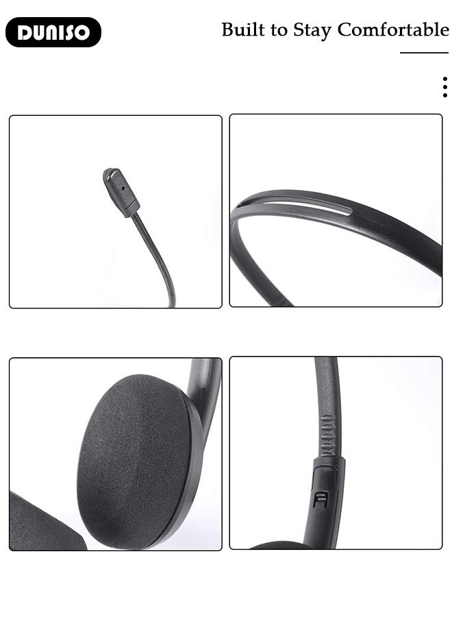 DUNISO Wired Headset with Microphone Call Center Headset Corded Business Headphone Classical Fashion Lightweight Comfortable Wired Customer Service Headphone for Home Call Center Telemarketing Portable Business Headset for Offices, Insurance, Customer - Image 3