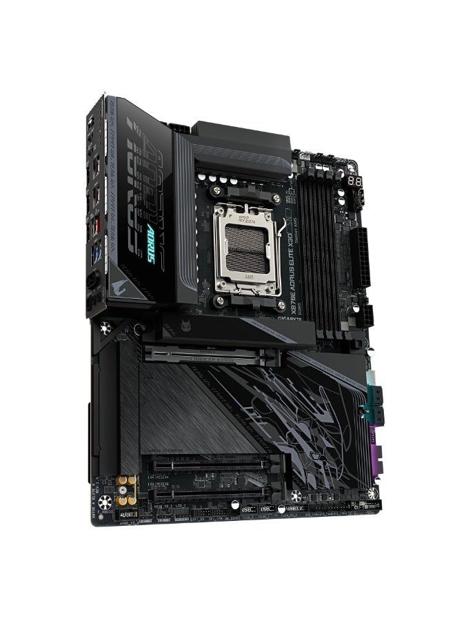 AORUS لوحة أم Gigabyte X870E AORUS ELITE X3D AM5 ATX، 16+2+2 VRM رقمي مزدوج، وضع Turbo X3D 2.0، DDR5 9000MT/s (4-DIMM) EXPO، 4× M.2 (2× PCIe 5.0 + 2× PCIe 4.0) EZ-Flex/EZ-Latch، Wi-Fi 7، LAN 5GbE، USB4 Type-C مزدوج، HDMI، QC-USB 65W، درع حراري متقدم، أسود - Image 3