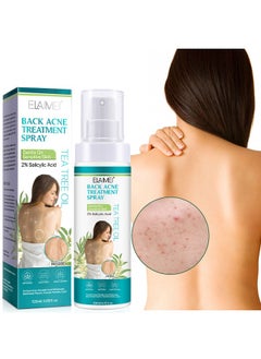 Elaimei Salicylic Acid Back Acne Treatment Spray，Tea Tree Oil Body Acne Treatment with Herbal Formula Back Acne Solution  Spray Soothing and Moisturizing 120ml  - Image 1