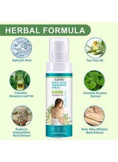 Elaimei Salicylic Acid Back Acne Treatment Spray，Tea Tree Oil Body Acne Treatment with Herbal Formula Back Acne Solution  Spray Soothing and Moisturizing 120ml  - Image 3