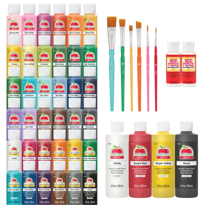 Mod Podge Apple Barrel Mega Acrylic Paint Kit 48 Piece Set Perfect for DIY Arts and Craft Projects Assorted