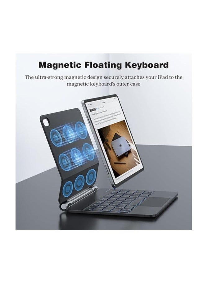 New Magnetic Keyboard Case with Backlit Keys & Multi-Touch Trackpad for iPad Air 11" (M2/M3 2024/2025, 5th/4th Gen) & iPad Pro 11" (1st–4th Gen) – Floating Magnetic Stand, Slim Protective Cover - Image 3