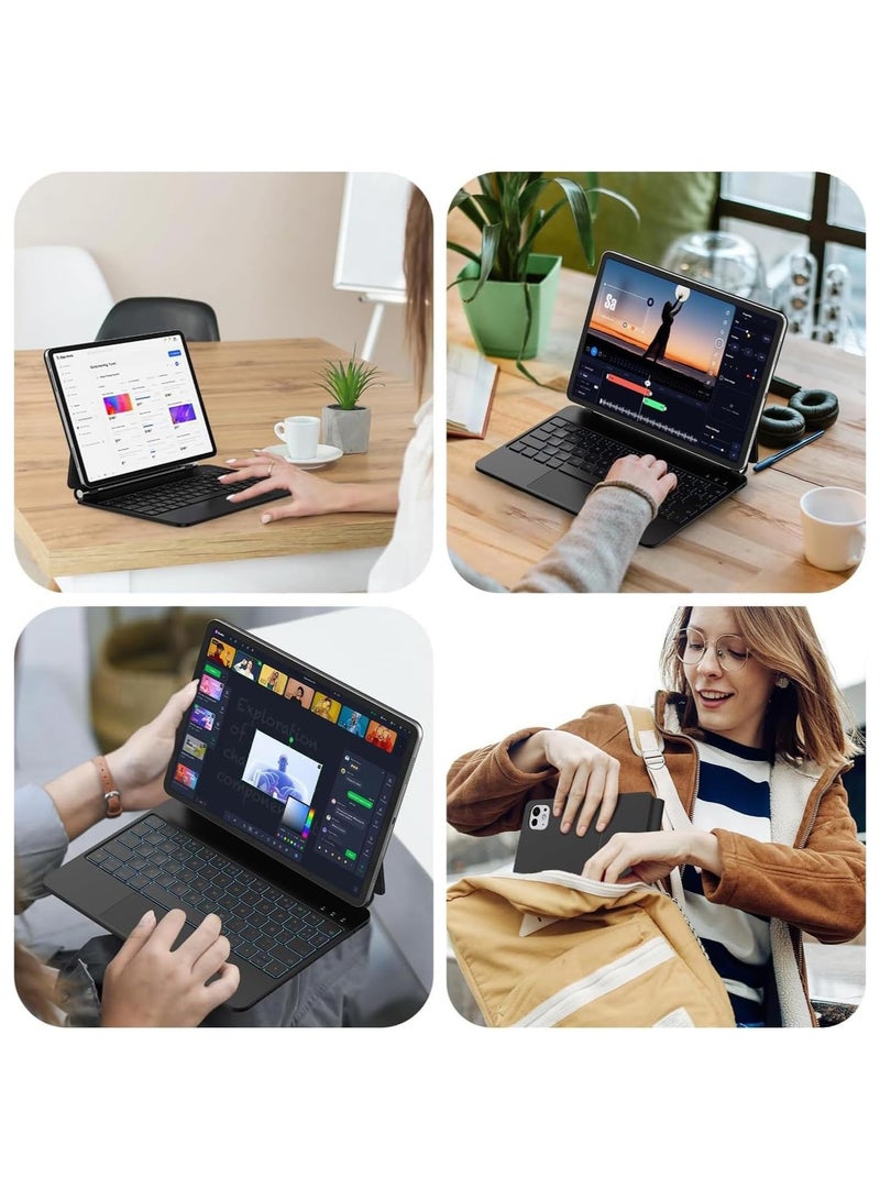 New Magnetic Keyboard Case with Backlit Keys & Multi-Touch Trackpad for iPad Air 11" (M2/M3 2024/2025, 5th/4th Gen) & iPad Pro 11" (1st–4th Gen) – Floating Magnetic Stand, Slim Protective Cover - Image 2
