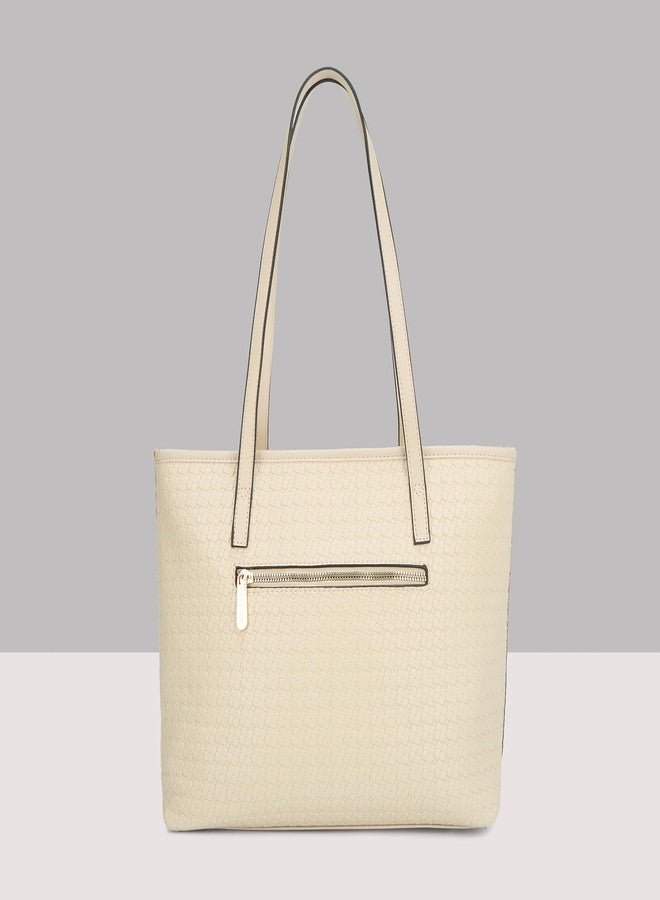 Caprese Rhea 3-in-1 Large Combo Set (Large, Medium & Small) | Textured Faux Leather Tote Shoulder Bag for Women | Versatile Hobo Sling, Zipper Wallet | Daily Work & Travel (Alpine Oat) - Image 5
