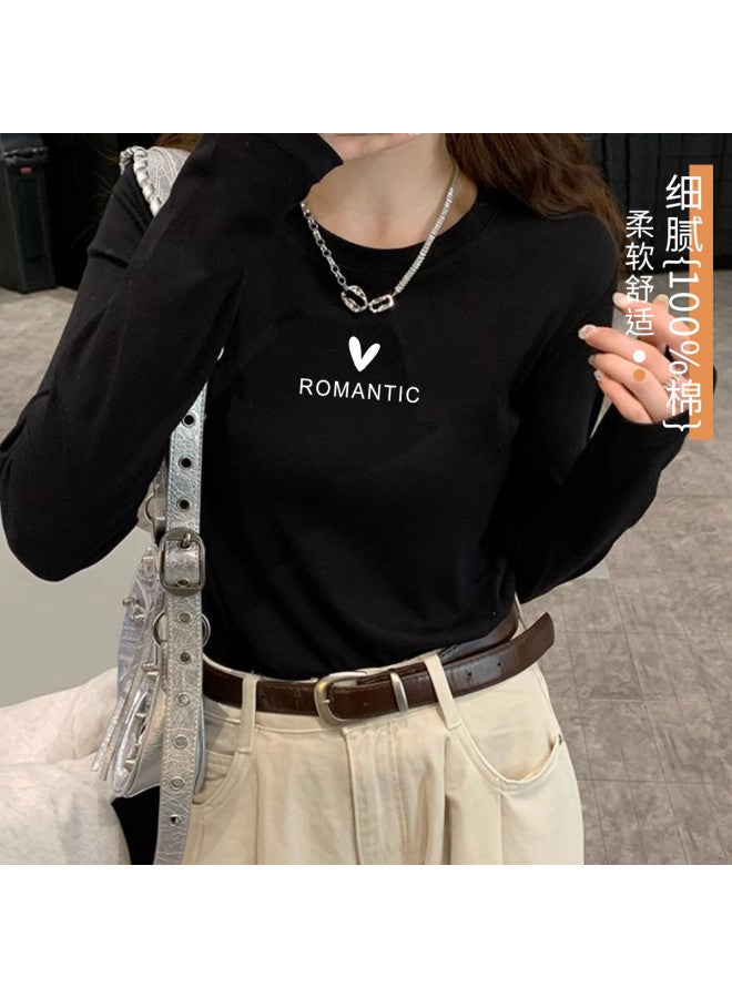 LANG SHA Women'S Long Sleeve Round Neck T-Shirt, Versatile Solid Color Printed Base Layer Top For Women - Image 5