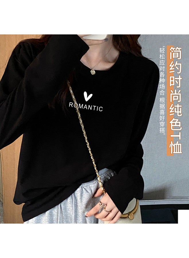 LANG SHA Women'S Long Sleeve Round Neck T-Shirt, Versatile Solid Color Printed Base Layer Top For Women - Image 4