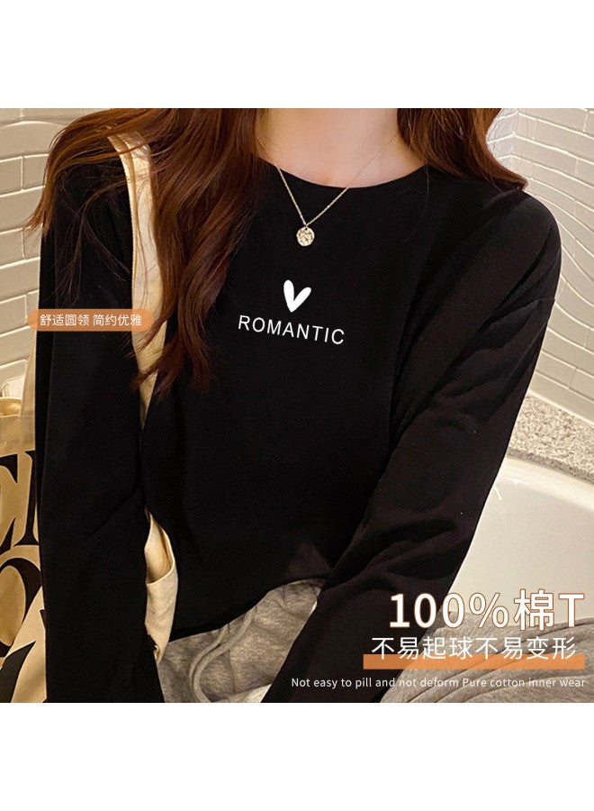 LANG SHA Women'S Long Sleeve Round Neck T-Shirt, Versatile Solid Color Printed Base Layer Top For Women - Image 3
