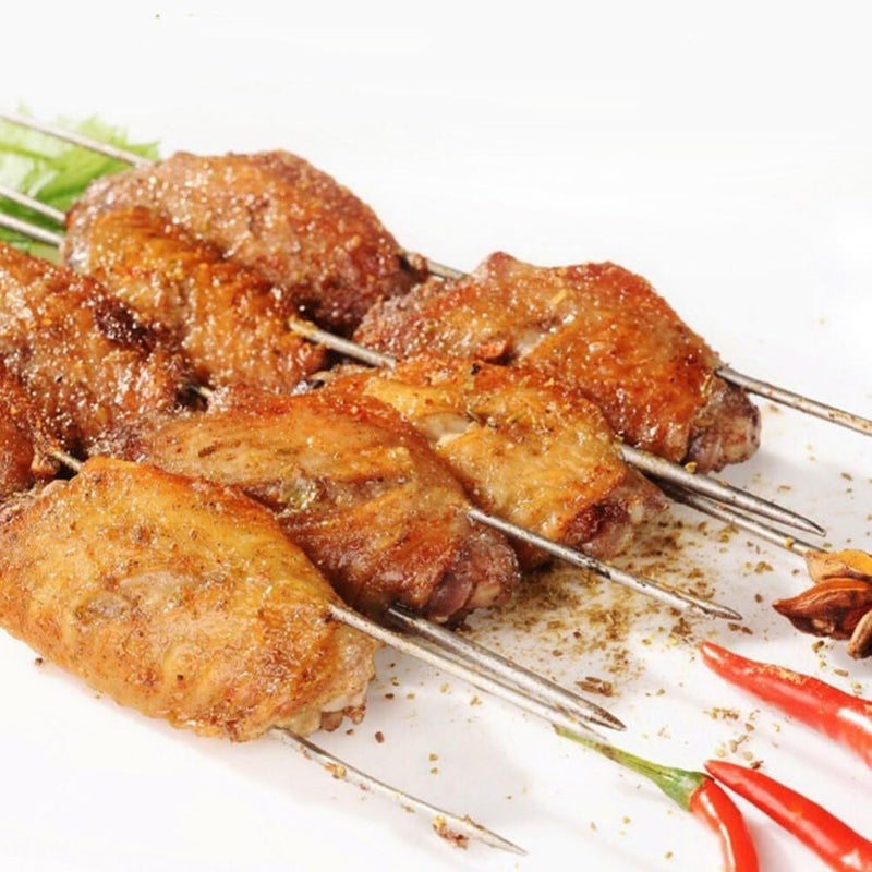 BBQ Kebab Skewers Set, Stainless Steel BBQ Skewers for Grilling and Outdoor Cooking, 1 Bag 16 Pieces, Size 27 CM - Image 2