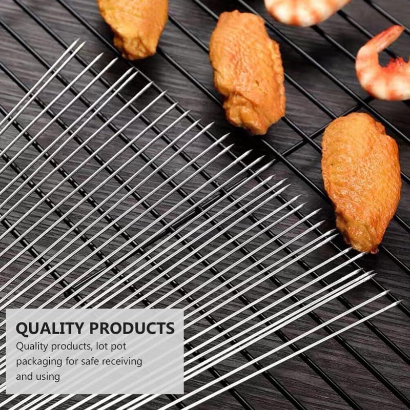 BBQ Kebab Skewers Set, Stainless Steel BBQ Skewers for Grilling and Outdoor Cooking, 1 Bag 16 Pieces, Size 27 CM - Image 1