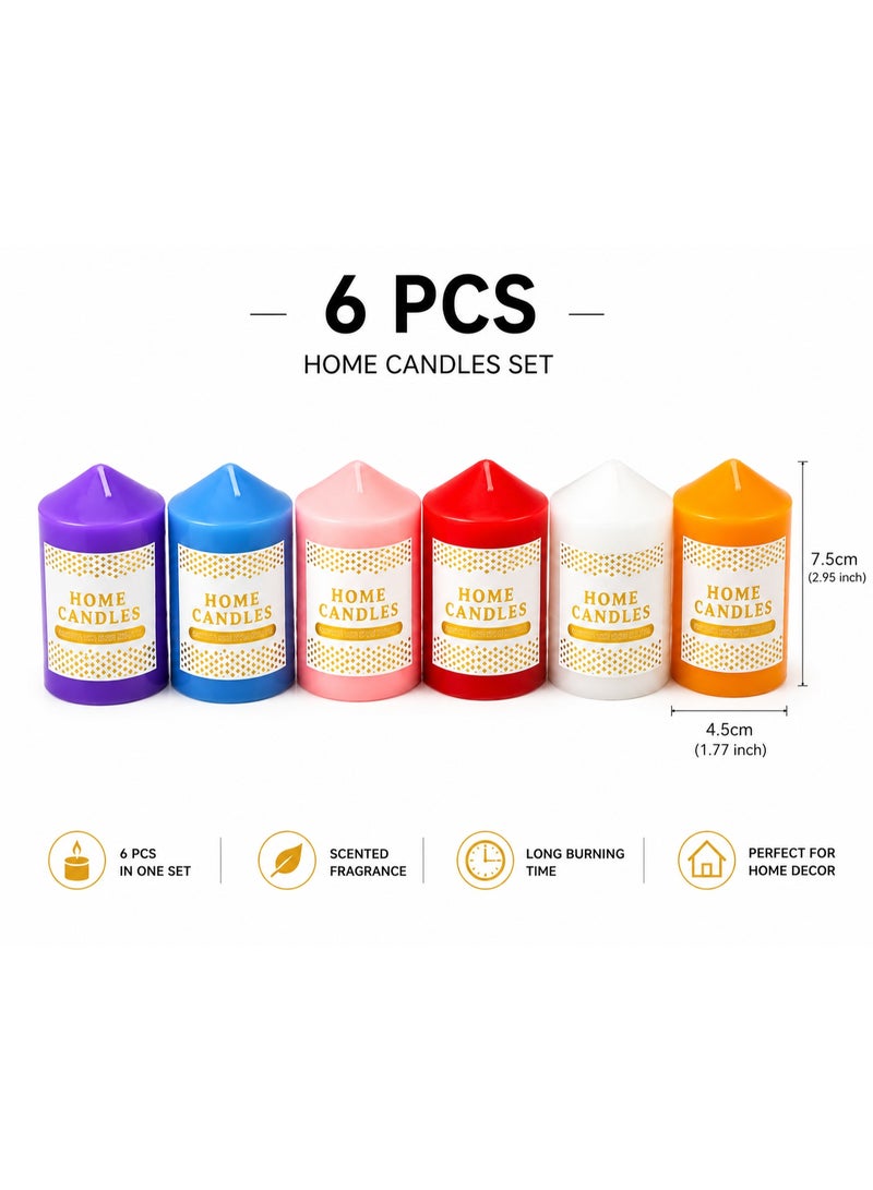 Scented Candles Set 6 Pieces, Multi Color Home Decor Candles, Long Burning Wax Candles For Bedroom, Bathroom, Living Room, Gifts & Special Occasions - Image 3