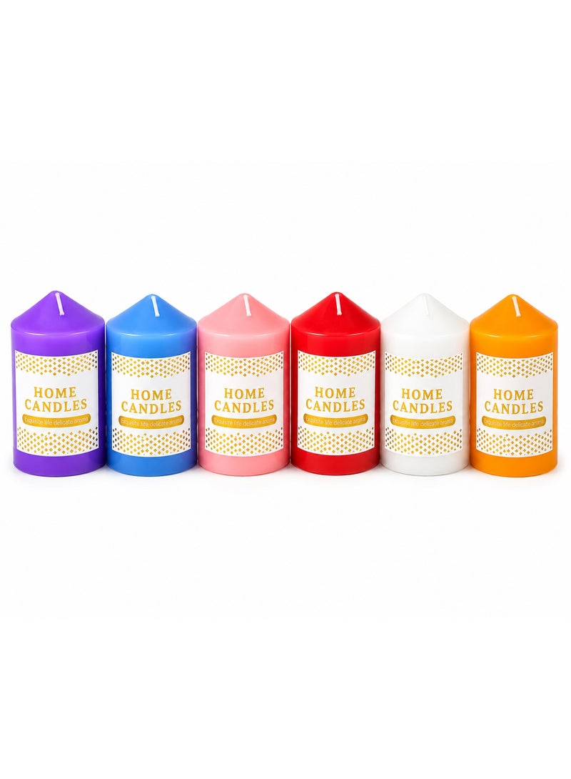 Scented Candles Set 6 Pieces, Multi Color Home Decor Candles, Long Burning Wax Candles For Bedroom, Bathroom, Living Room, Gifts & Special Occasions - Image 1