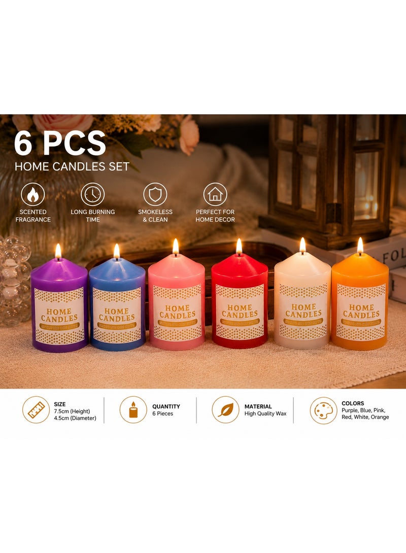 Scented Candles Set 6 Pieces, Multi Color Home Decor Candles, Long Burning Wax Candles For Bedroom, Bathroom, Living Room, Gifts & Special Occasions - Image 2