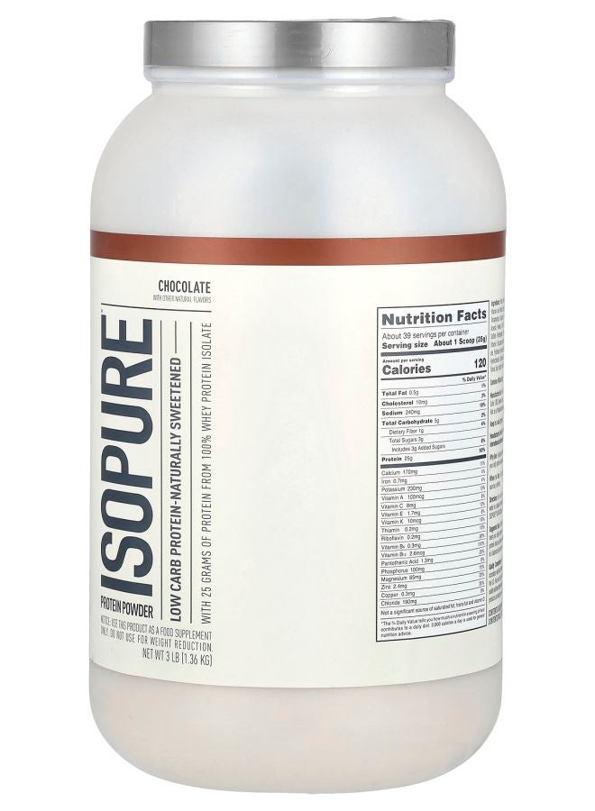 Isopure مسحوق بروتين منخفض الكربوهيدرات بنكهة الشوكولاتة 3 رطل (1.36 كجم) - Image 2