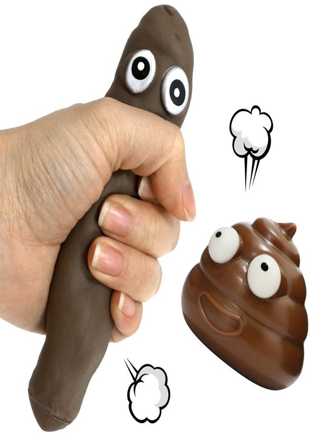 Deermon Novelty 2 Design Squishy Stretchy Fake Poo Stress Relief Toys, Funny Joke Fidget Anxiety Prank Poop Shape Sensory Toy for Adults Teens Birthday Party Favor - Image 2