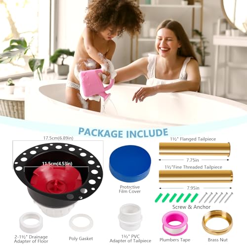 GNRZZT Freestanding Tub Drain Roughin Kit Bathtub Drain Kit with PVC Adapter Brass Tail PipesFree Standing Tub Drain Kit Suitable for All Freestanding Bathtub FloorMounted and Copper Bathtubs - Image 3