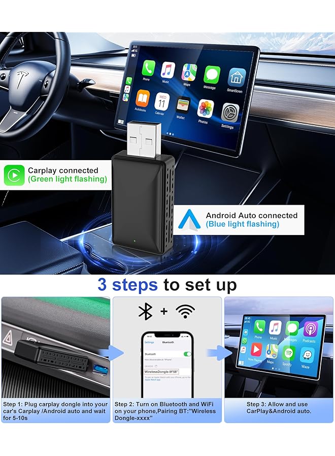Generic Wireless Carplay Adapter For Oem Wired Carplay/Android Auto Cars From 2016+ To Wireless Connection  - Image 3