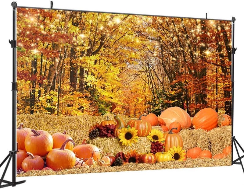 Al Raied ARS® 8x6 FT Autumn Thanksgiving Photography Backdrop - Fall Maple Leaves Pumpkin Background - Image 3