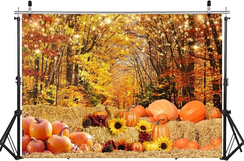 Al Raied ARS® 8x6 FT Autumn Thanksgiving Photography Backdrop - Fall Maple Leaves Pumpkin Background - Image 2