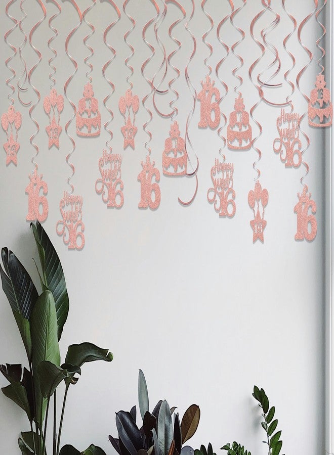 WFKLDF 36 Pcs 16th Birthday Hanging Swirls - 16th Birthday Decorations for Girls - 16 Year Old Girl Birthday Decorations - Image 5