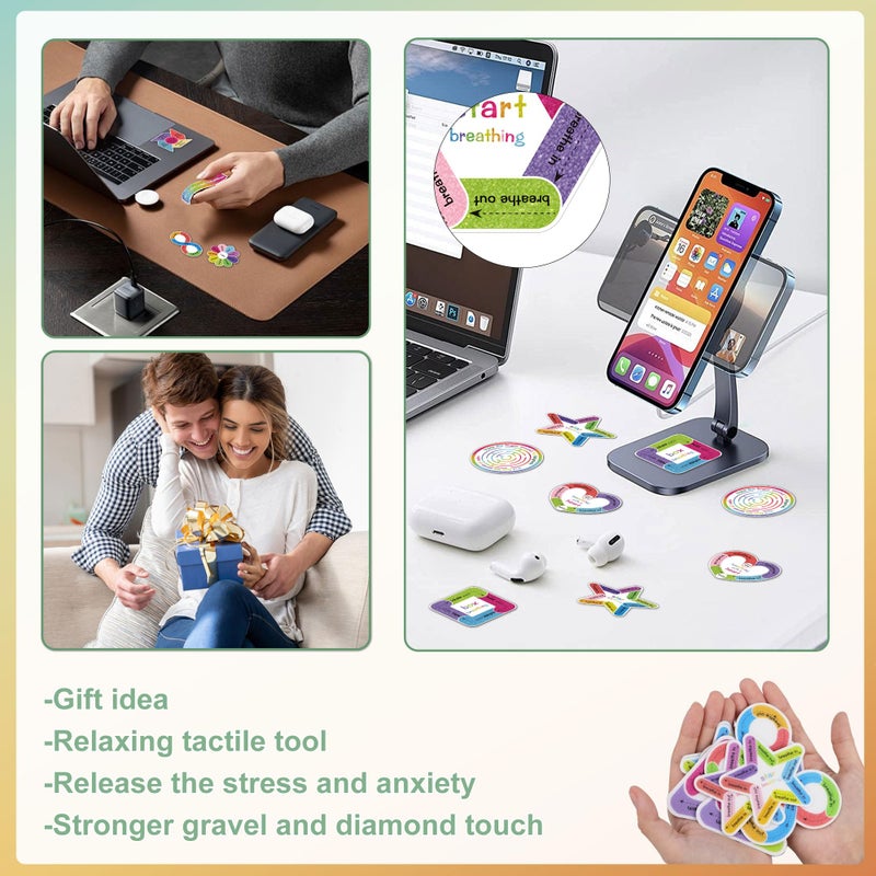 Huimdery 45Pcs Calm Stickers for Anxiety Sensory Stickers Textured Sensory Stickers Anti Stress Anxiety Relief Items Boho Calm Stickers Bulk Waterproof Fidget Stickers Adults Kids Teacher Supplies (45) - Image 4
