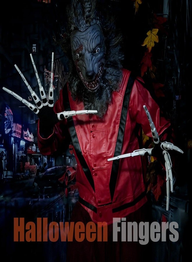 Heyseri Halloween Articulated Fingers with Gloves, Articulated Finger Extensions, 3D Claw Hands Scary Skeleton Hands for Cosplay, Flexible Realistic Halloween Decoration Accessory Fits Most Finger Sizes - Image 3
