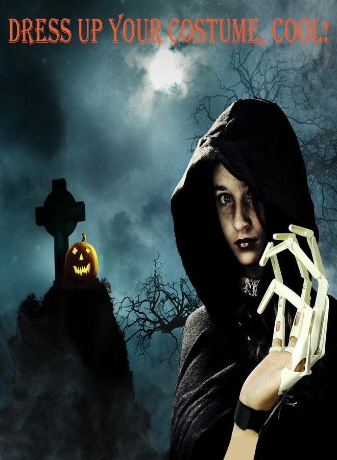 Heyseri Halloween Articulated Fingers with Gloves, Articulated Finger Extensions, 3D Claw Hands Scary Skeleton Hands for Cosplay, Flexible Realistic Halloween Decoration Accessory Fits Most Finger Sizes - Image 2