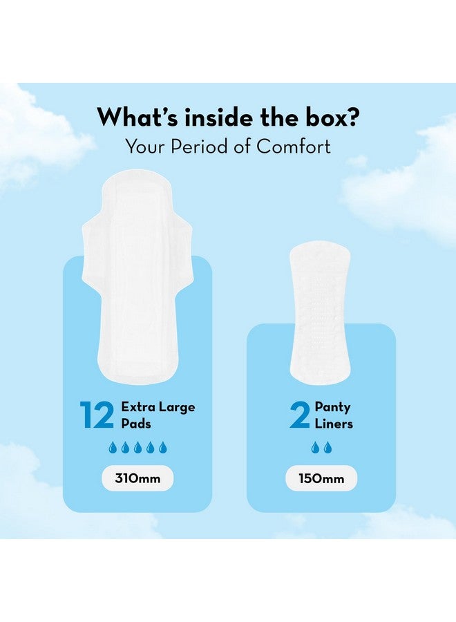 Plush Ultra-Thin Sanitary Pads For Women, 12 Xl Pcs- Pack Of 2 | For Medium Flow | 2 Free Panty Liners | 100% Rash-Free | Pure U.S. Cotton Pads | Affordable Sanitary Pads - Image 2