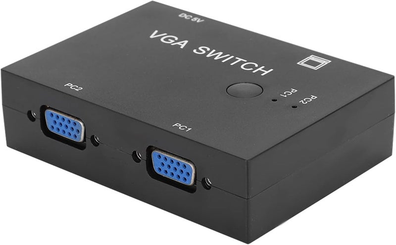 VGA Splitter Switcher, 2 in 1 Out 2 Port, Support 50ft Distance, Outdoor LED Display Connection, Plug and Play for 1 PC to Monitor Computer - Image 1