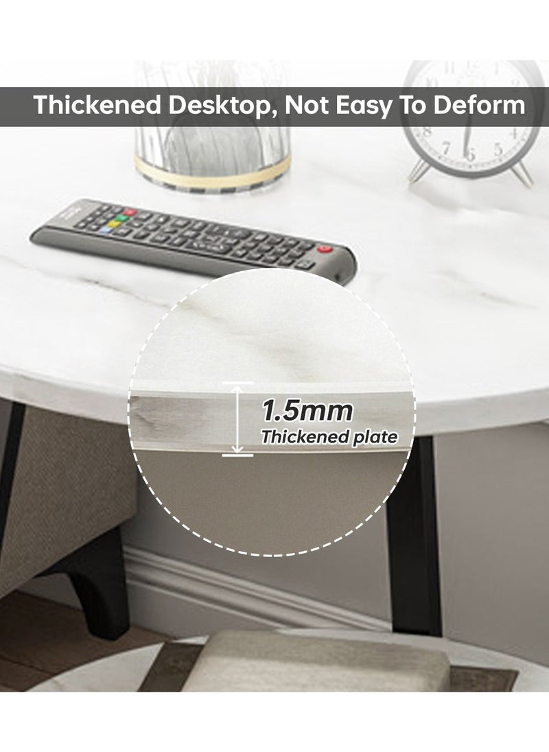 JANTENS - Double Layer Coffee Table for Living Room,Round Sofa Side Table End Table White 60*60 cm - Image 1