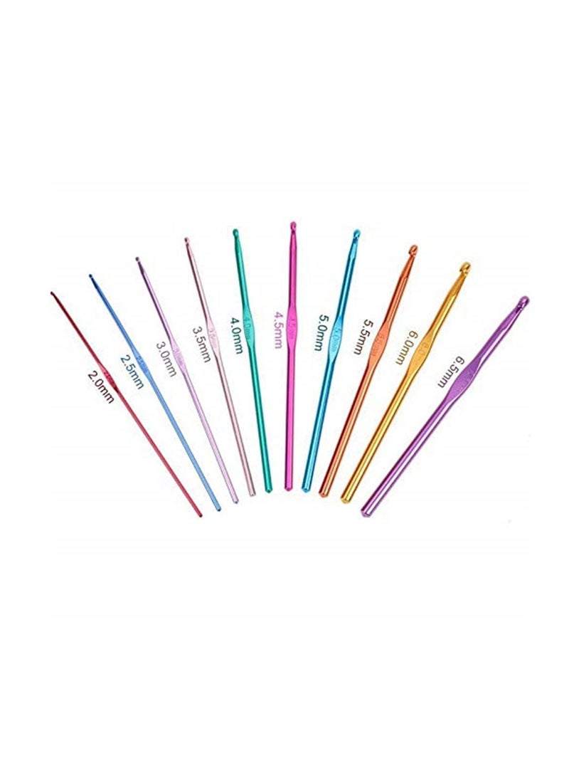 Generic Crochet Hooks Kit Set 10pcs Aluminum Hooks from 2mm-6mm and 12pcs Stainless Steel Hooks from 0.6mm-1.9mm with Knitting Gauge Ruler and Other Crochet Accessories Purse Pack  - Image 4