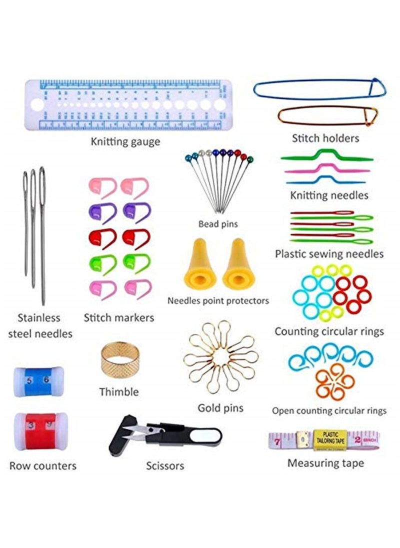 Generic Crochet Hooks Kit Set 10pcs Aluminum Hooks from 2mm-6mm and 12pcs Stainless Steel Hooks from 0.6mm-1.9mm with Knitting Gauge Ruler and Other Crochet Accessories Purse Pack  - Image 2