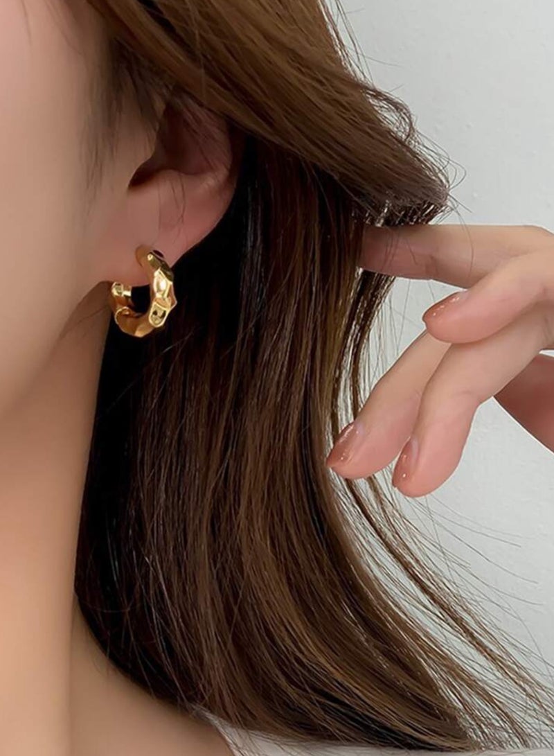 إيكوال حلق اذن نسائي دائري من الاستانلس ستيل أنيق وعالي الجودة باللون الذهبي - Image 1