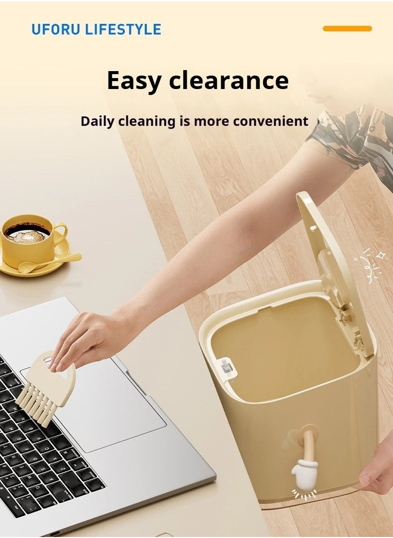 Generic Desktop trash can high-grade press spring cover wastebasket large capacity waterproof cover with cover office trash can  - Image 2