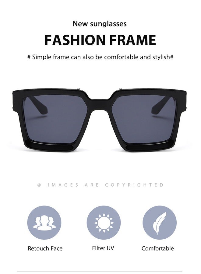 UV Protection Sunglasses for Women Men Fashion Aviator Police Polarized Sunglasses with Oversized Square Big Frame Shades Outdoor Sports Driving Sunglasses for Shopping Hiking Fishing UV400 Protection - Image 3