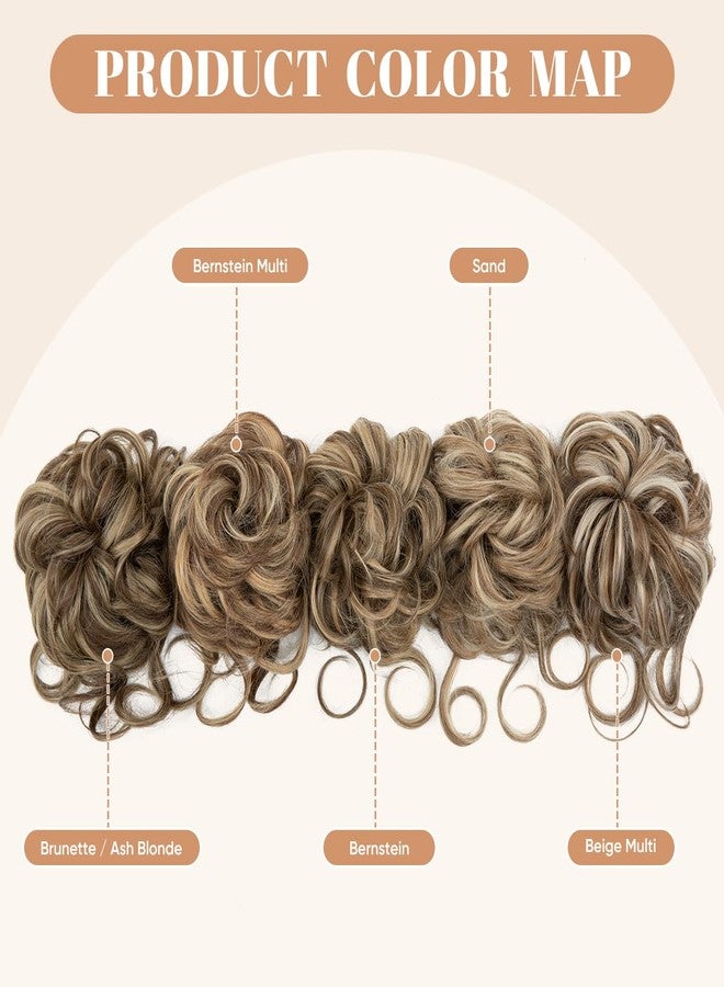 SARLA 2PCS Messy Bun Hair Pieces for Women Detachable Claw Clip Wavy Curly Synthetic Hairpieces for Updos with Tendrils Fake Scrunchies Ponytail Extension Beige Multi - Image 4