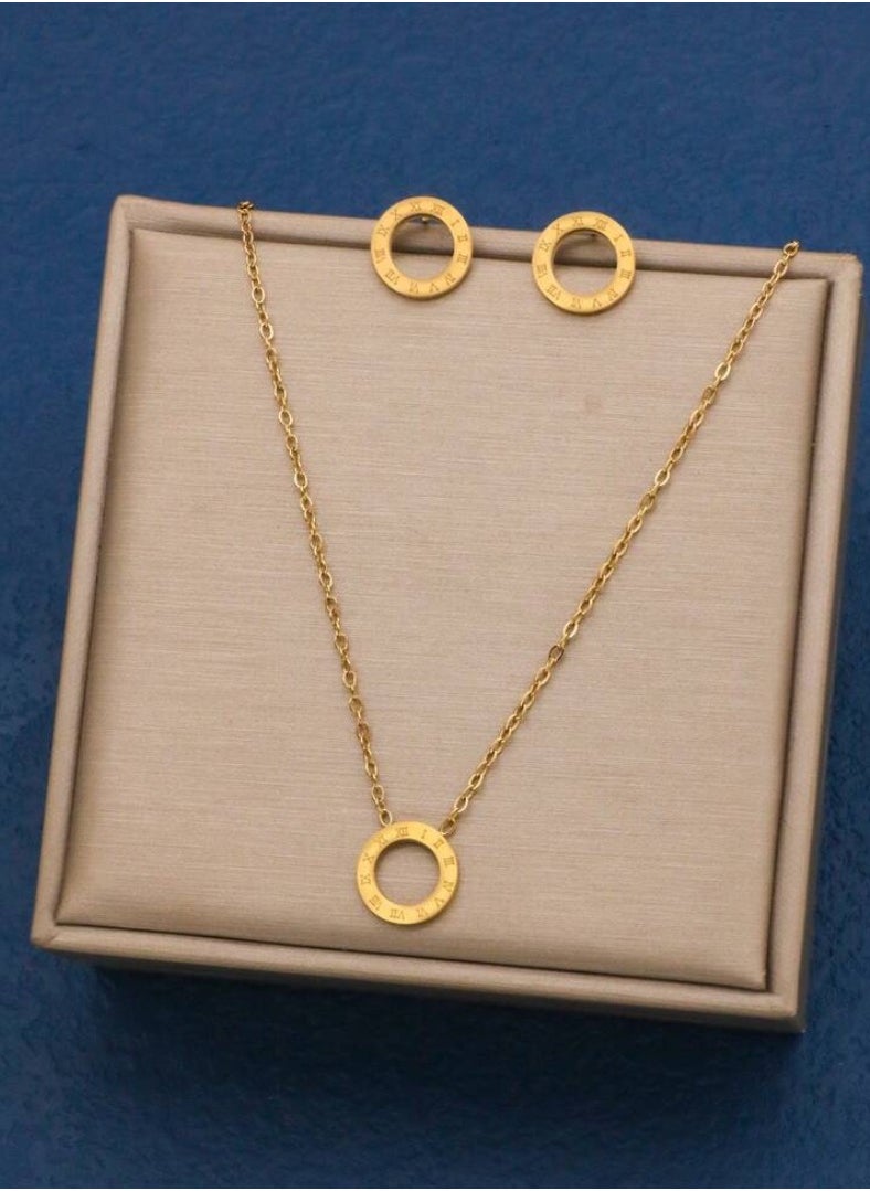 JewelryPalace Elegant Gold Plated Stainless Steel Necklace And Earrings Jewellery Set For Women  - Image 2
