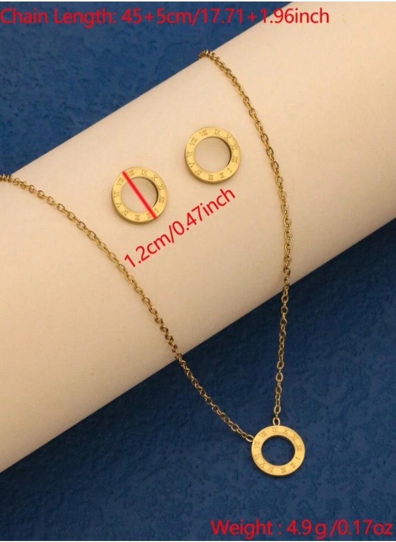 JewelryPalace Elegant Gold Plated Stainless Steel Necklace And Earrings Jewellery Set For Women  - Image 3
