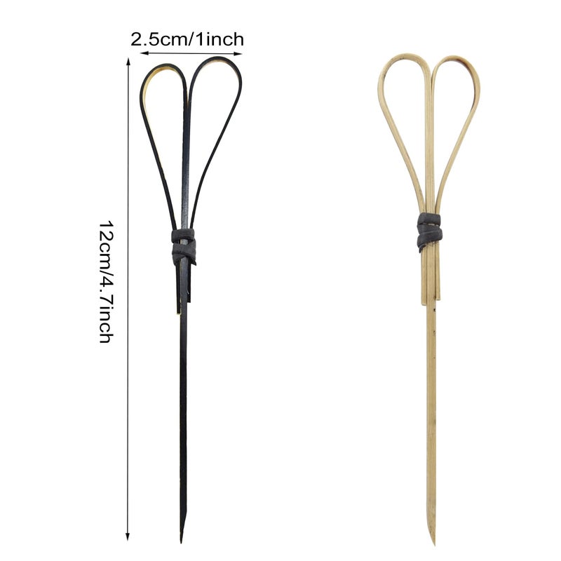 Honbay 100PCS 12cm 4.7inch Heart Shaped Cocktail Picks Bamboo Picks Skewers Toothpicks Sticks Appetizers Sandwich Fruit Picks (Black) - Image 2