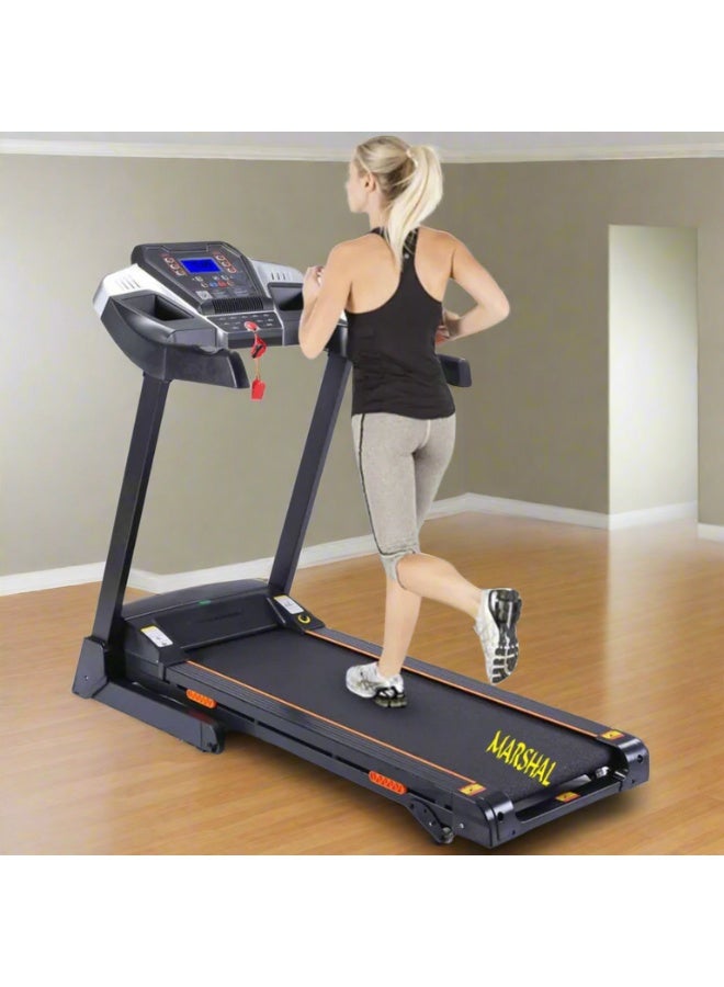 Marshal Fitness PKT-175-1 Low Noise 3.5 HP DC Motor LCD Display Manual Incline Foldable Treadmill With Bluetooth MP3 Shock Absorption and Speaker For Home Use - Image 5