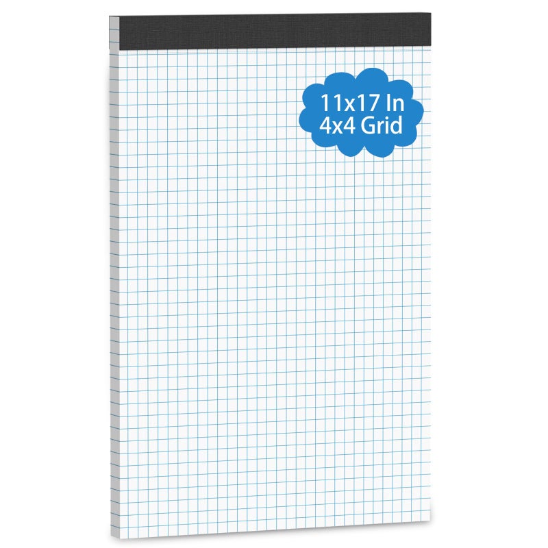 Vishoitty Large Graph Paper Pad 11 x 17, Grid Paper, 4x4 Graph Ruled, Blueprint Quadrille Pad, 30 Sheets Engineering Paper, Drafting Paper, Graft Paper for Architect Engineer Designer Mathematician Draftsman - Image 1