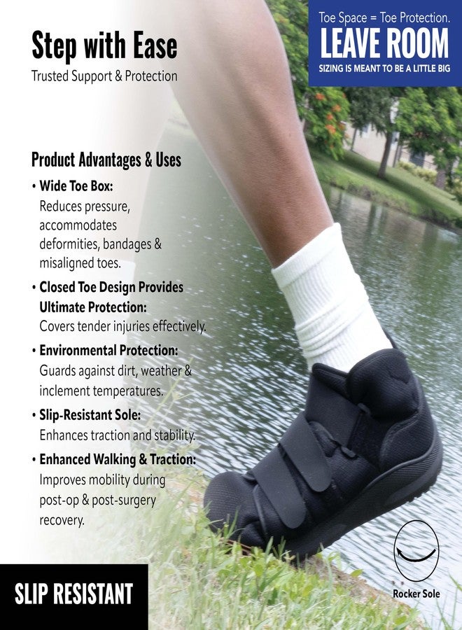 Braceapedia Post Op Shoe - Closed Toe Medical Walking Boot - Orthopedic Foot Brace for Broken Toe & Foot Injury Support - Lightweight Surgical Shoe for Men & Women, Black, Large - Image 4