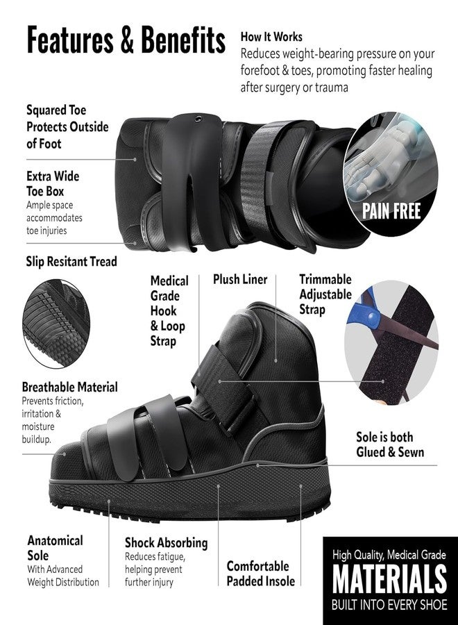 Braceapedia Post Op Shoe - Closed Toe Medical Walking Boot - Orthopedic Foot Brace for Broken Toe & Foot Injury Support - Lightweight Surgical Shoe for Men & Women, Black, Large - Image 3