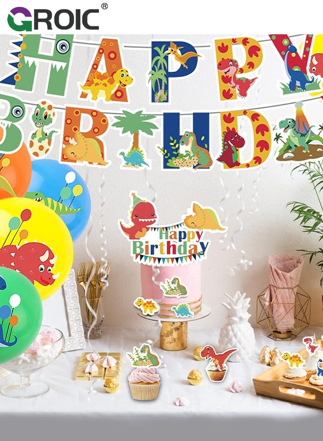 GROIC Dinosaur Birthday Party Decoration Set, Balloons Banner Supplies Dinosaur for Boys Men Kids Happy Birthday Balloons for Party Decor Suit For Baby Shower Kids Boys Birthday Party Decorations - Image 4