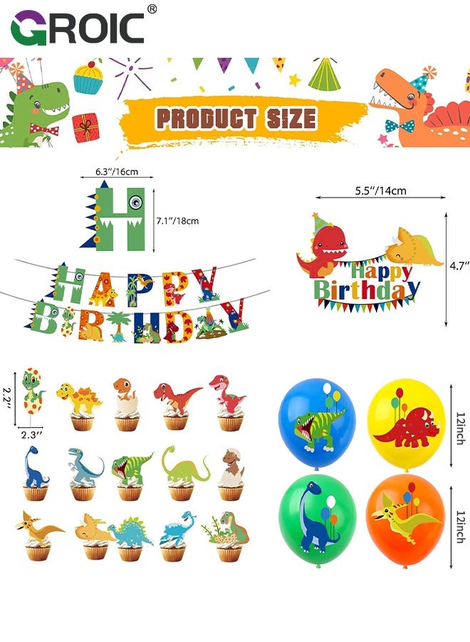 GROIC Dinosaur Birthday Party Decoration Set, Balloons Banner Supplies Dinosaur for Boys Men Kids Happy Birthday Balloons for Party Decor Suit For Baby Shower Kids Boys Birthday Party Decorations - Image 2