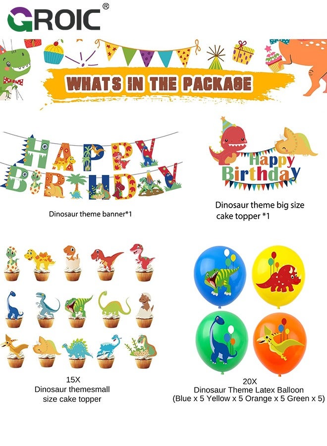 GROIC Dinosaur Birthday Party Decoration Set, Balloons Banner Supplies Dinosaur for Boys Men Kids Happy Birthday Balloons for Party Decor Suit For Baby Shower Kids Boys Birthday Party Decorations - Image 3