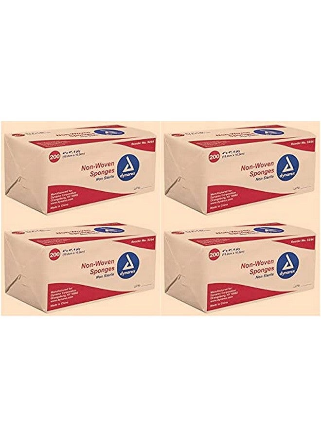 Dynarex Dynarex Non-Woven Sponges, Non-Sterile, Gauze, for Cleansing, Prepping and Dressing, Highly-Absorbent, Less Linting, 4-Pack, 4"x 4", 4 Ply, 800 Sponges - Image 1