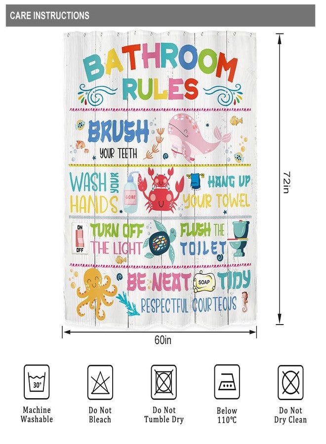 ريديكور ستارة حمام مرحة من رييديكور، مقاس 60 بوصة عرض × 72 بوصة ارتفاع، مزينة برسومات كرتونية ملونة لشخصيات بحرية، أسماك، حوت، وسلحفاة، مصنوعة من قماش بوليستر مقاوم للماء، مزودة بـ 12 خطافًا بلاستيكيًا. - Image 5