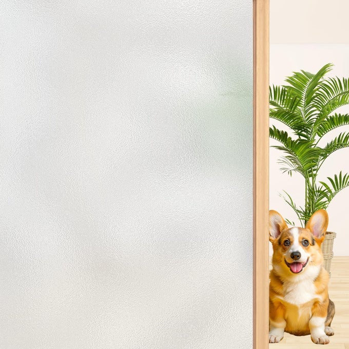FROSTED GLASS WINDOW FILM 24 X 118 INCH BATHROOM WINDOW PRIVACY FILM STATIC CLING WINDOW COVERING FOR OFFICE LIVING ROOM
