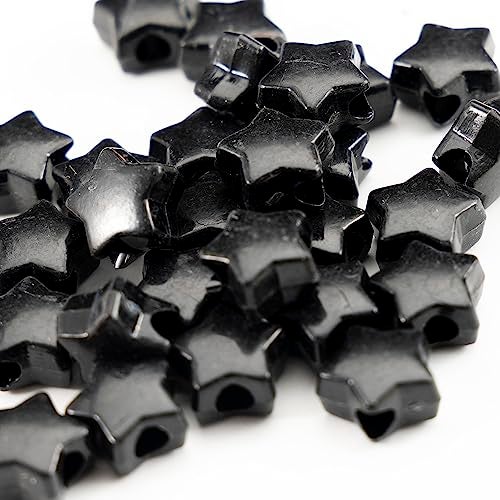 Gxueshan 500PCS Acrylic Black 13mm Star Beads Pony Beads Large Hole for Jewelry Making Bracelets Necklaces Earrings Key Chains DIY (Black) - Image 5