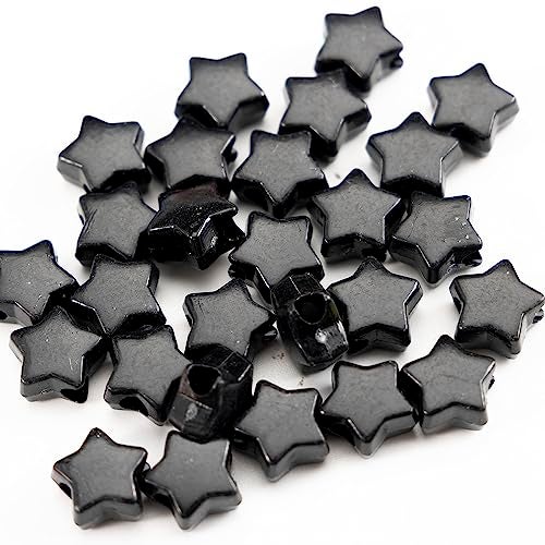 Gxueshan 500PCS Acrylic Black 13mm Star Beads Pony Beads Large Hole for Jewelry Making Bracelets Necklaces Earrings Key Chains DIY (Black) - Image 2